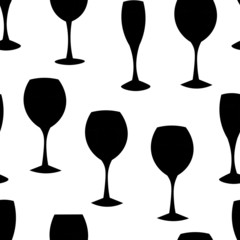 Wine glasses drink vector seamless pattern. Concept for menu, cards, wallpaper, wrapping paper
