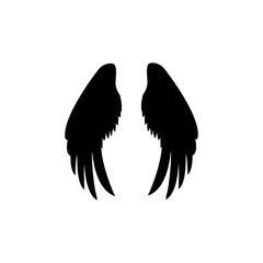 Wings. Vector illustration on white background. Black and white style