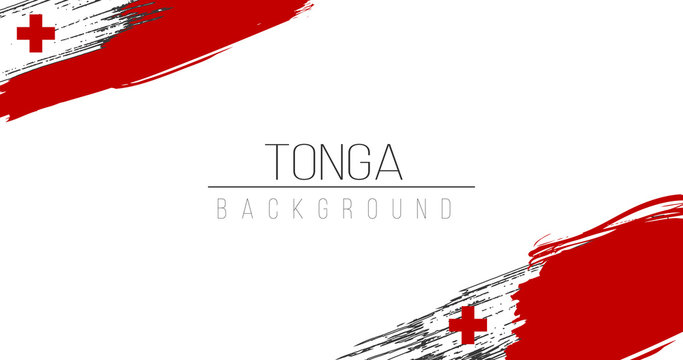 Tonga flag brush style background with stripes. Stock vector illustration isolated on white background.