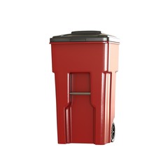 A red garbage container on a white background. Isolate.
