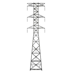 A high-voltage power line tower on a white background. Isolate.