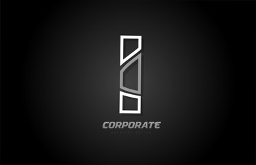 black and white line company business I letter alphabet logo icon design