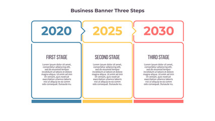 Business infographic. Banner with 3 steps, options. Vector template.