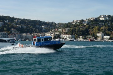 Marine police boat in the Bosphorus Strait. Istanbul