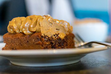 Coffee and Walnut Cake, bite taken out