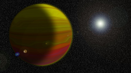 gas planet and star in space