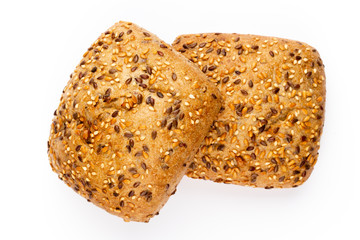 Rye eco breads on the white background.