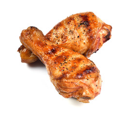 Grill roast bbq chicken leg isolated on white background © amenic181