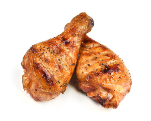 Grill roast bbq chicken leg isolated on white background - 321694574
