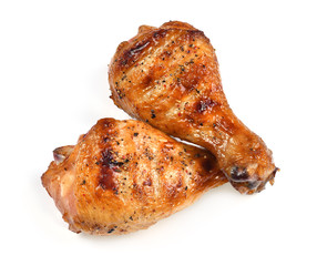 Grill roast bbq chicken leg isolated on white background  