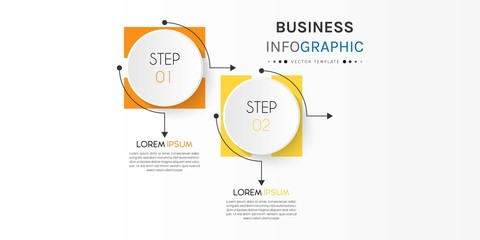 Business infographic element with 2 options, steps, number vector template design
