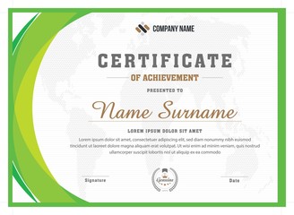 Achievement green modern certificate template design
