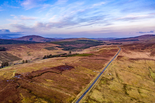 Aerial view of the R253 between Ballybofey and Glenties in Donegal - Ireland