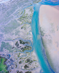 Marsh at low tide, Natural Park of the Dunes of Liencres, Liencres, Pi&eacute;lagos Municipality, Cantabrian Sea, Cantabria, Spain, Europe