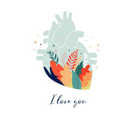 Anatomical heart modern print design, art work, vector design and illustration