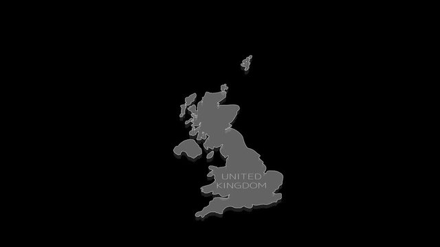 United Kingdom animated map with alpha channel.