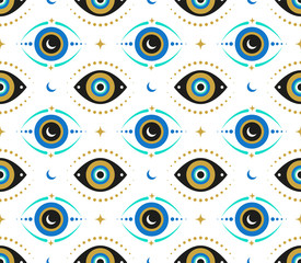 Evil eyes seamless pattern. Contemporary modern, trendy vector illustrations, home decor idea