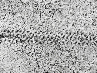 Bicycle tire tracks on a white road marking