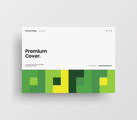 Creative business presentation vector A4 horizontal orientation front page mock up. Modern corporate report cover abstract geometric illustration design layout. Company identity brochure template.