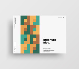 Creative business presentation vector A4 horizontal orientation front page mock up. Modern corporate report cover abstract geometric illustration design layout. Company identity brochure template.