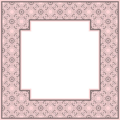 Vector square openwork ornamental frame. Template for design greeting cards, page book, interior decoration or printing