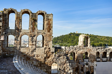 Ancient ruins in a summer day in Acropolis Greece, Athens