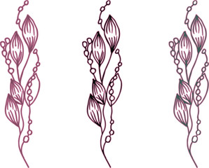 Set of floral elements.  Design of packaging, covers, postcards, items, clothing, as well as for scrapbooking, posters, posters.