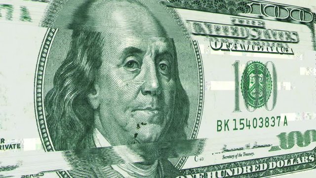 An abstract concept of the destruction of the United States Dollar - seamless looping.