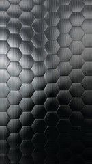 3d illustration of black and white hexagonal textured metallic surface background.