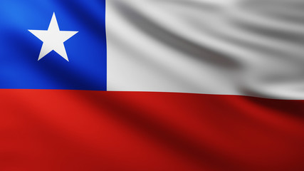 Large Chilean Flag fullscreen background in the wind