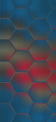 Shiny metallic surface background with hexagonal patterned shapes.