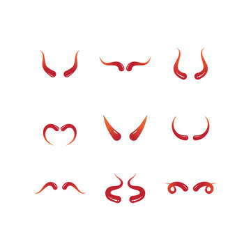 Devil horn set Vector icon design illustration Template