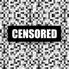 Pixel censored sign. Black censor bar concept. Vector illustration