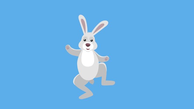 Cartoon Little Bunny Flat Character Music Dance Animation Includes Matte