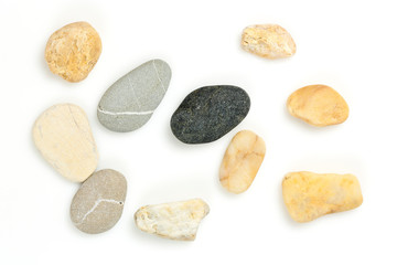 Fototapeta na wymiar beach stones on white