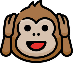 Hear No Evil Monkey Doodle Sketch Icon