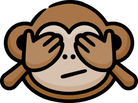 See No Evil Monkey Doodle Sketch Icon