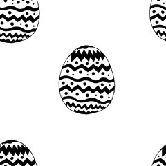 Easter illustration. Elegant eggs with patterns. Drawn by hand. Holiday, celebration, congratulations. Background, print, textiles, paper. Spring, traditions. Seamless pattern.