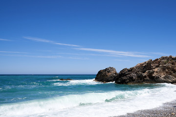 Obraz premium CRETE ISLAND, GREECE. Geropotamos beach and river, Rethymno prefecture..