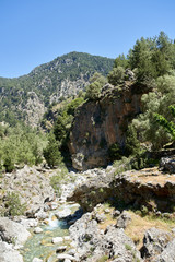 Samaria Gorge hiking path on island of Crete, Greece.