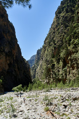 Samaria Gorge hiking path on island of Crete, Greece.
