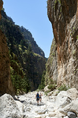 Samaria Gorge hiking path on island of Crete, Greece.