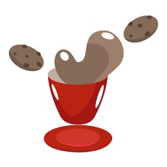red cup with coffee and cookies