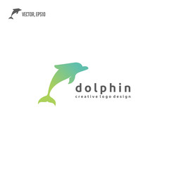 Jumping dolphin logo design vector illustrations