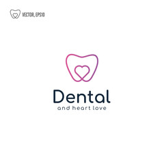 Tooth and heart, dental care logo design inspiration