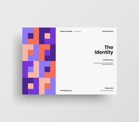 Creative business presentation vector A4 horizontal orientation front page mock up. Modern corporate report cover abstract geometric illustration design layout. Company identity brochure template.