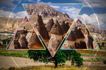 Cappadocia landmark collage. Göreme/Nevşehir, Anatolia. Turkey.
