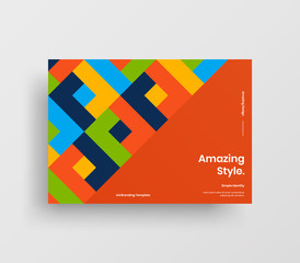 Creative business presentation vector A4 horizontal orientation front page mock up. Modern corporate report cover abstract geometric illustration design layout. Company identity brochure template.