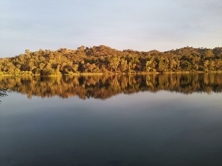 autumn landscape with lake and trees