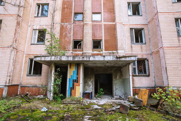 Abandoned buildings of ghost town Pripyat Chornobyl Zone